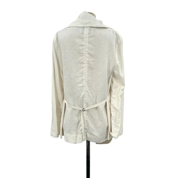 Brochu Walker White Tencel Linen Open Front Waterfall Blazer Jacket Size Medium - Picture 3 of 7